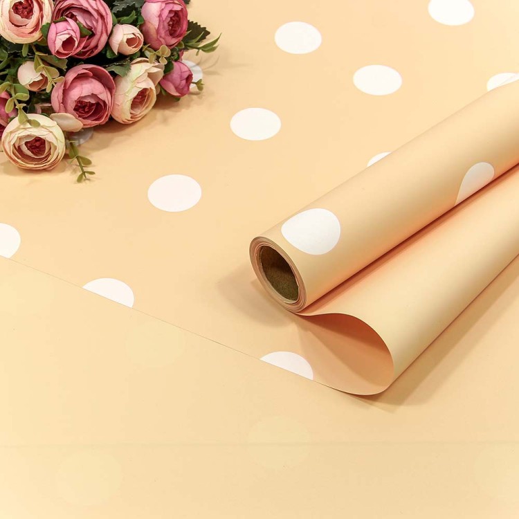 001325/4 Плёнка 0,58*10м матовая "Горошек" 60мкм Жёлто-розовый 1/30