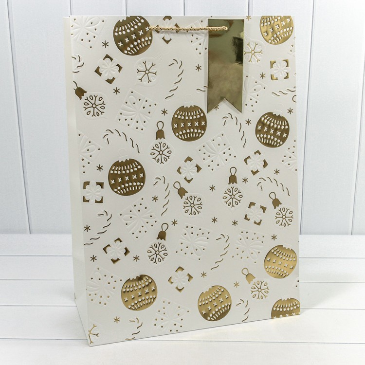 300382T Пакет подарочный "Новый год" с тиснением (микс) 40*55*20 1/20 1/60