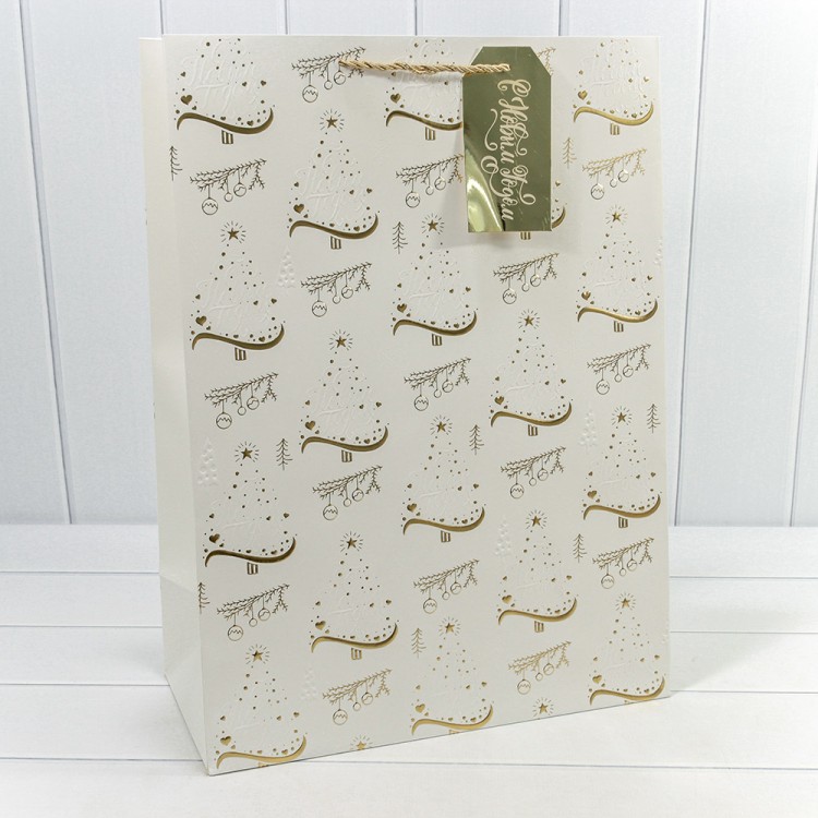 300382T Пакет подарочный "Новый год" с тиснением (микс) 40*55*20 1/20 1/60