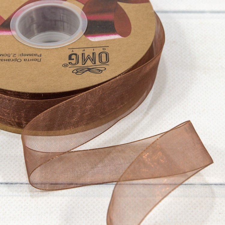 559-25/bk04 Лента из органзы 2,5 см*100 yard (шоколадная) 1/13 1/52 559-25/bk04 Лента из органзы 2,5 см*100 yard (шоколадная) 1/13 1/52