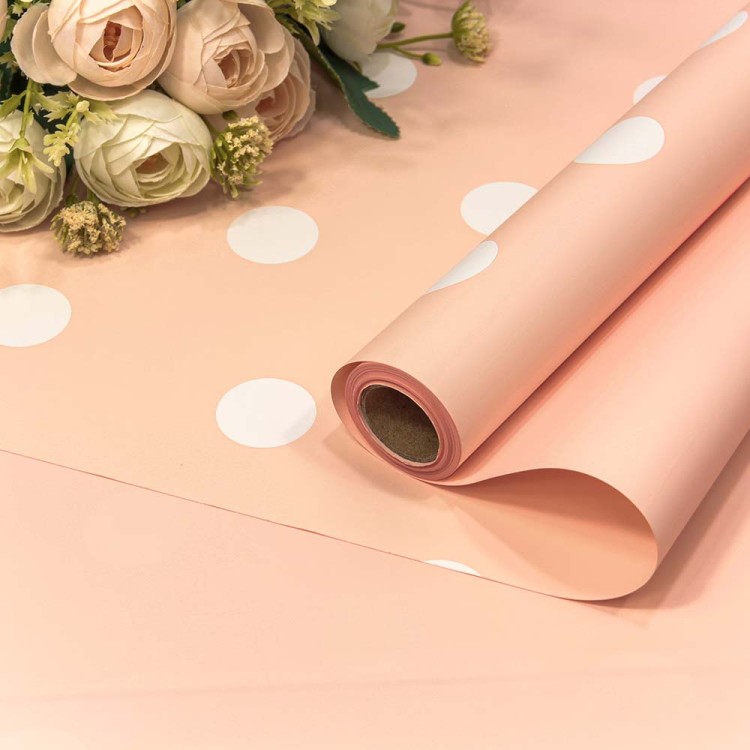 001325/23 Плёнка 0,58*10м матовая "Горошек" 60мкм Абрикосовый 1/30