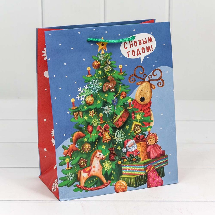 300374E Пакет подарочный "С новым годом!" (микс) 18*23*10 см 1/20 1/360