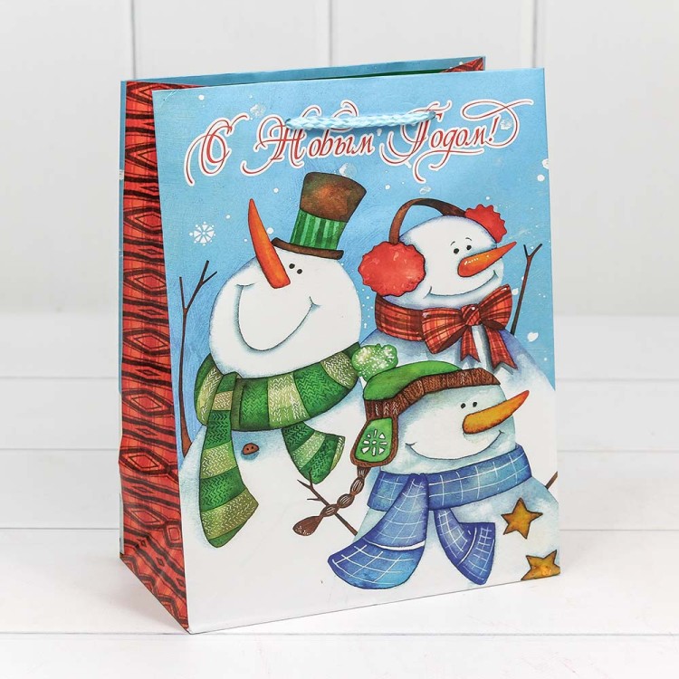 300374E Пакет подарочный "С новым годом!" (микс) 18*23*10 см 1/20 1/360