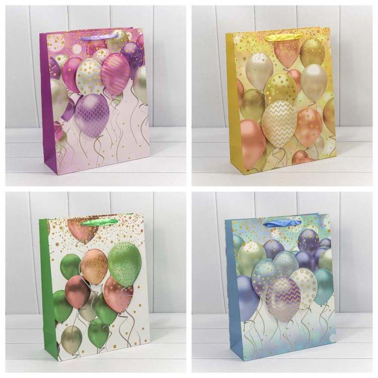 000111A Пакет подарочный с 3D аппликацией "Воздушные шары" (микс) 32*45*15 210г 1/20 1/80