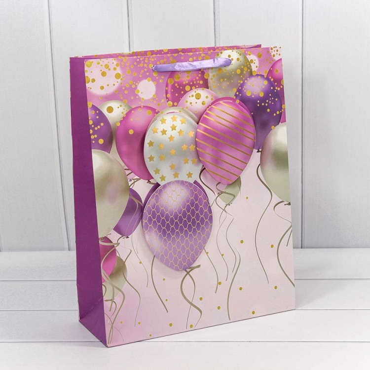 000111A Пакет подарочный с 3D аппликацией "Воздушные шары" (микс) 32*45*15 210г 1/20 1/80
