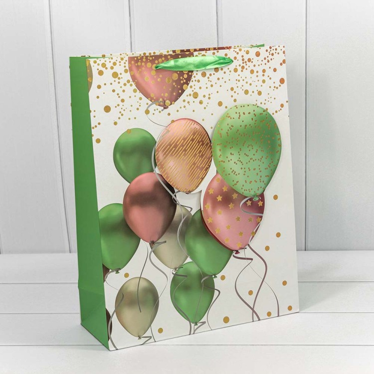 000111A Пакет подарочный с 3D аппликацией "Воздушные шары" (микс) 32*45*15 210г 1/20 1/80