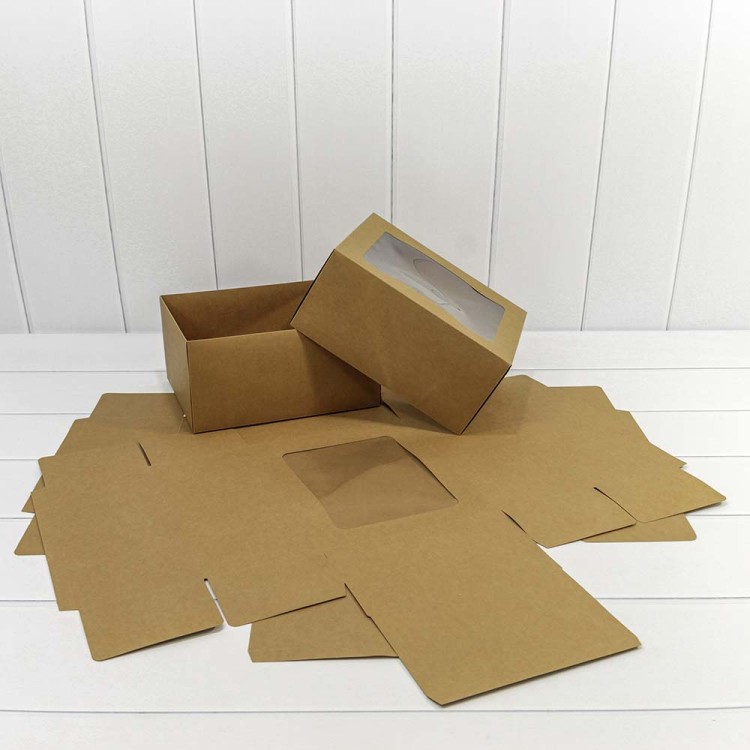 0007227 Коробка Прямоугольная 25*20*12 сборная с окошком Крафт 1/20 1/120 0007227 Коробка Прямоугольная 25*20*12 сборная с окошком Крафт 1/20 1/120