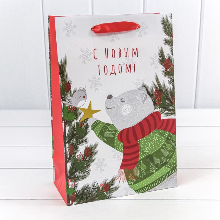 300430K Пакет подарочный "Новый год" (микс 430) 20*30*10 128г 1/20 1/360