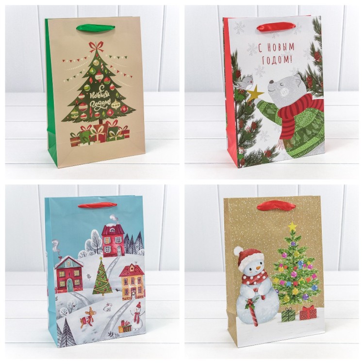 300430K Пакет подарочный "Новый год" (микс 430) 20*30*10 128г 1/20 1/360