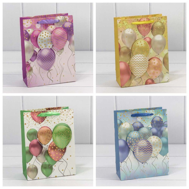 000111E Пакет подарочный с 3D аппликацией "Воздушные шары" (микс) 18*23*10 210г 1/20 1/360