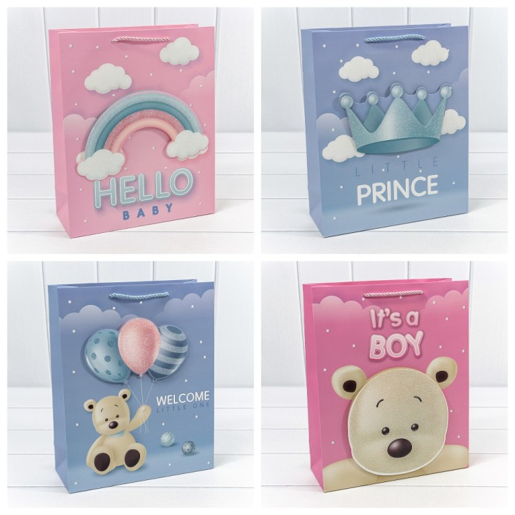 000319A Пакет подарочный с 3D аппликацией "Детский" (микс 319) 30*41,5*12 210г 1/20 1/120