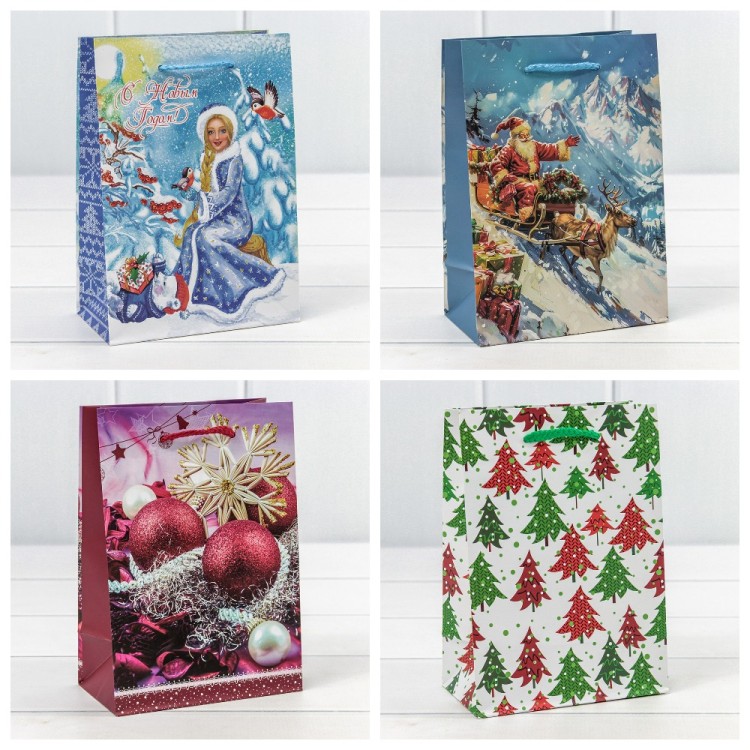 300431G Пакет подарочный "Новый год" (микс 431) 14*20*8 128г 1/20 1/600