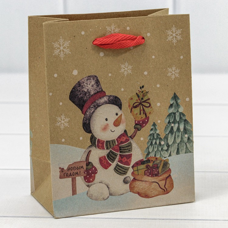 300432H Пакет подарочный Крафт "Новый год" (микс 432) 12*15*6,7 150г 1/20 1/600