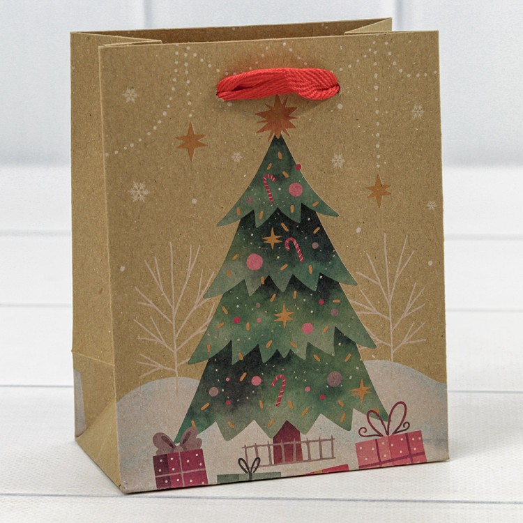 300432H Пакет подарочный Крафт "Новый год" (микс 432) 12*15*6,7 150г 1/20 1/600