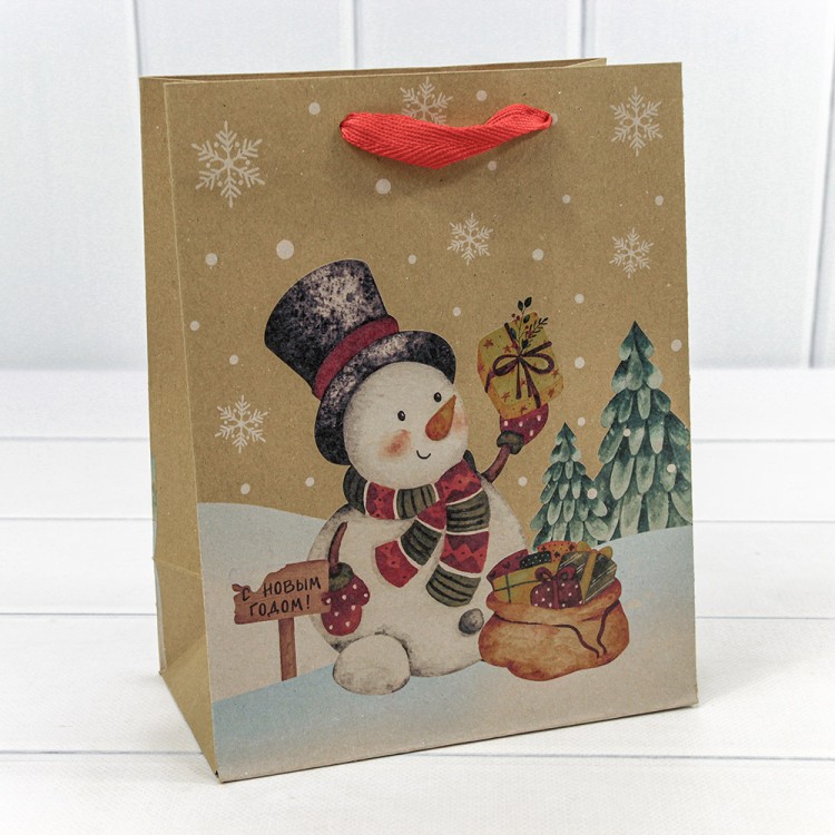 300432E Пакет подарочный Крафт "Новый год" (микс 432) 18*23*10 150г 1/20 1/480