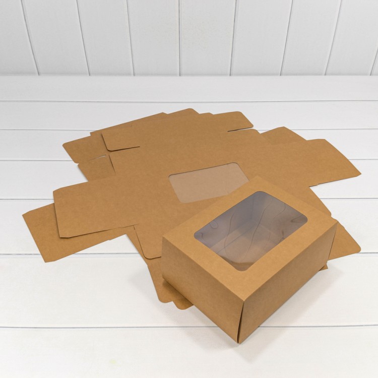 0007226 Коробка Прямоугольная 22*16*10 сборная с окошком Крафт 1/20 1/120 0007226 Коробка Прямоугольная 22*16*10 сборная с окошком Крафт 1/20 1/120