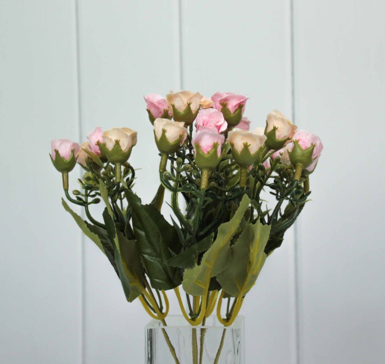 303-10-300/188 Искусственные цветы Розы Розово-кремовые 30см 1/1 