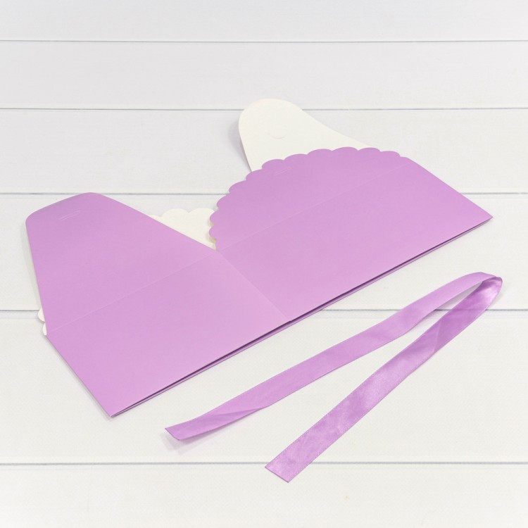 000920-8/1 Коробка Прямоугольная 22*16*10 сборная с атласной лентой Сиреневый 1/20 1/500