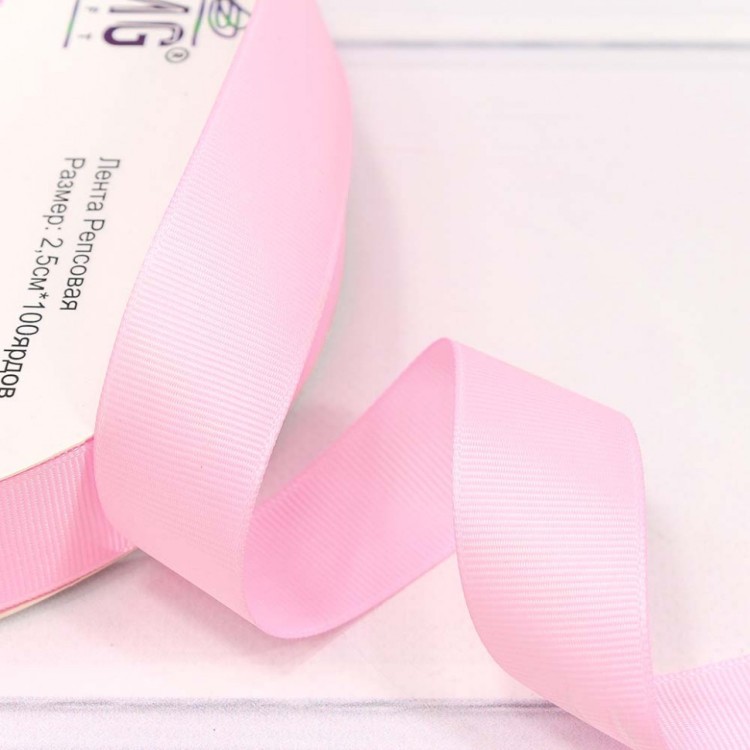 563-25/04 Лента Репсовая 2,5см*100ярд Розовый 1/13 1/52