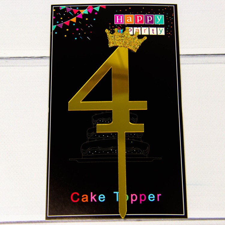20018/4 Топпер "Цифра 4" 18*6см Золотой 1/20 1/500