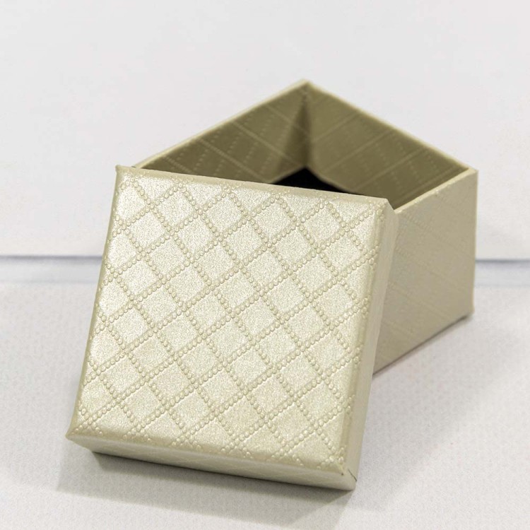61255/3 Коробка Квадратная  5,5*5,5*3,5 "Ромбики" Бежевый 1/24 1/360