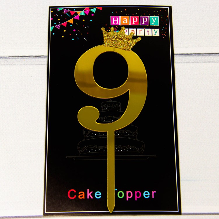 20018/9 Топпер "Цифра 9" 18*6см Золотой 1/20 1/500