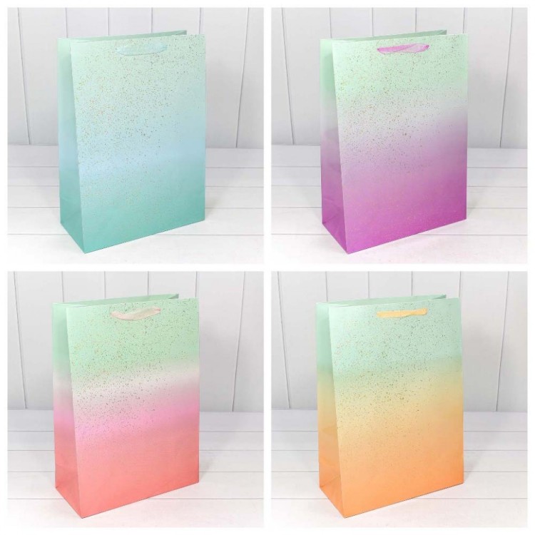 000196A Пакет подарочный "Градиент" с блестящими вкраплениями (микс) 32*45*15 см 1/20 1/120