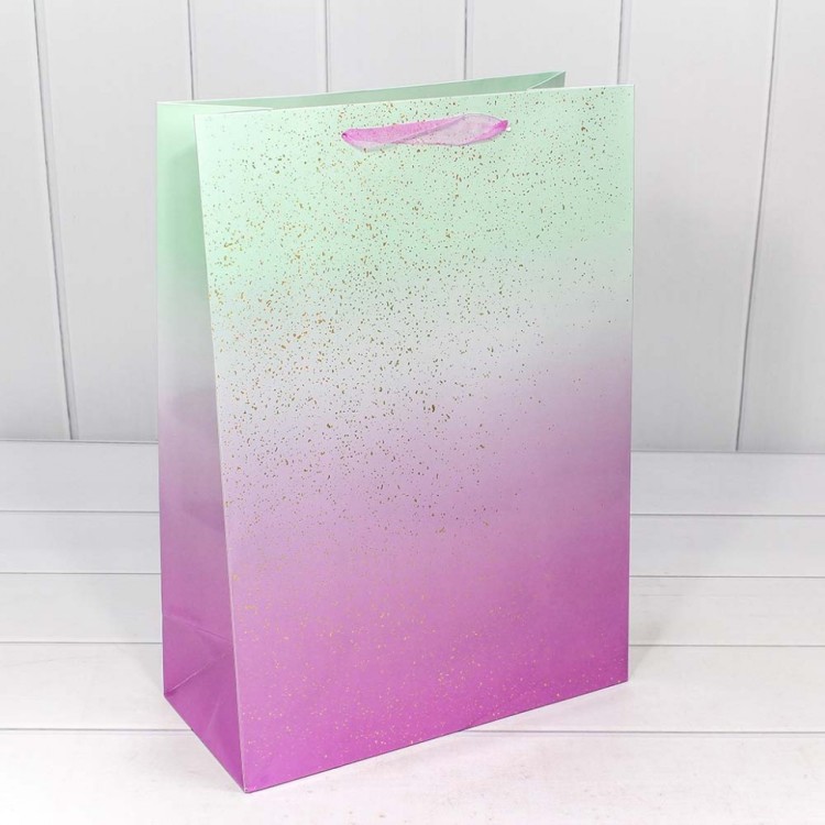 000196A Пакет подарочный "Градиент" с блестящими вкраплениями (микс) 32*45*15 см 1/20 1/120
