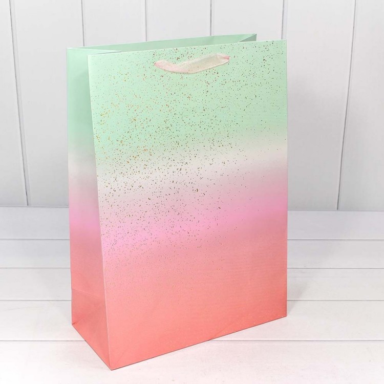 000196A Пакет подарочный "Градиент" с блестящими вкраплениями (микс) 32*45*15 см 1/20 1/120