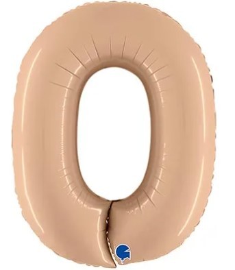 1207-4670 Шар цифра "0" 101см, Нюдовый Сатин