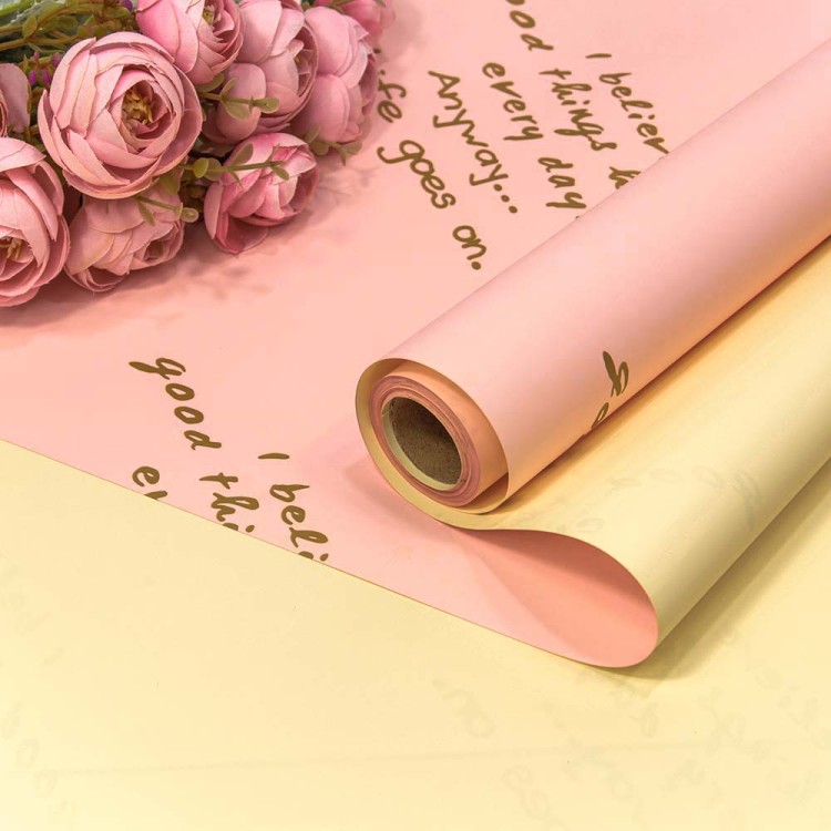 001359/5 Плёнка 0,58*10м матовая двухсторонняя с золотым тиснением 60мкм Светло-розовый/Светло-песочный 1/30