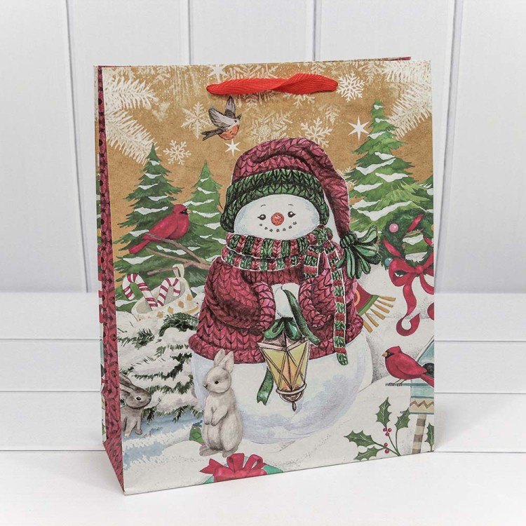 300367C Пакет подарочный крафт "Новогодний" (микс) 26*32*10 см 1/20 1/360