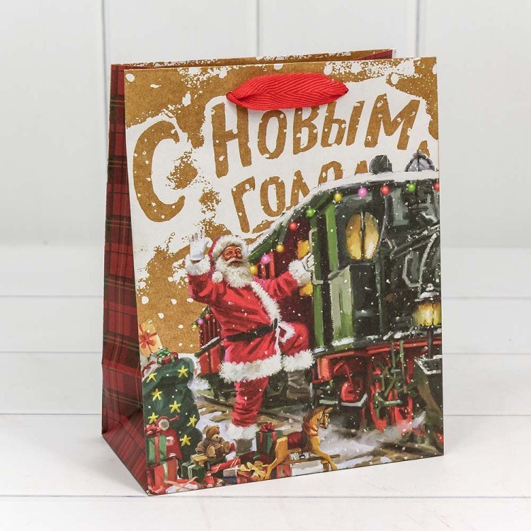 300367E Пакет подарочный крафт "Новогодний" (микс) 18*23*10 см 1/20 1/480