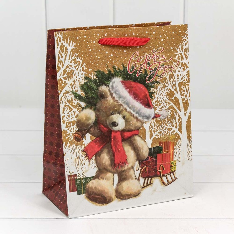 300367E Пакет подарочный крафт "Новогодний" (микс) 18*23*10 см 1/20 1/480