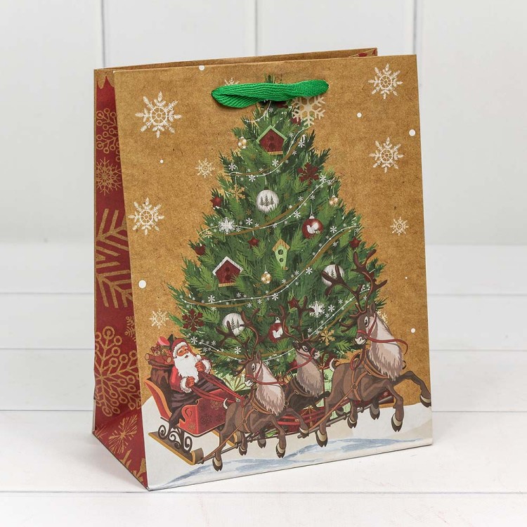 300367E Пакет подарочный крафт "Новогодний" (микс) 18*23*10 см 1/20 1/480
