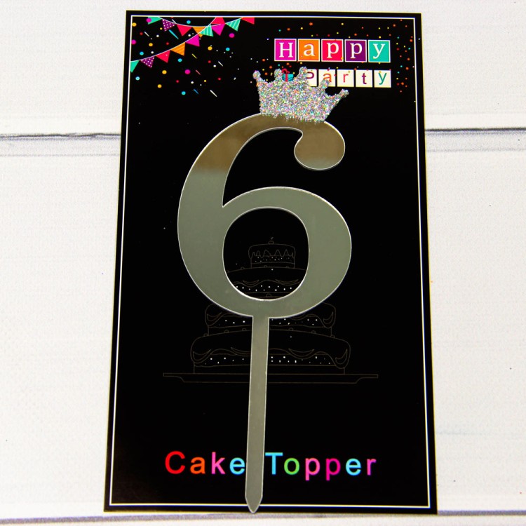 20019/6 Топпер "Цифра 6" 18*6см Серебряный 1/20 1/500