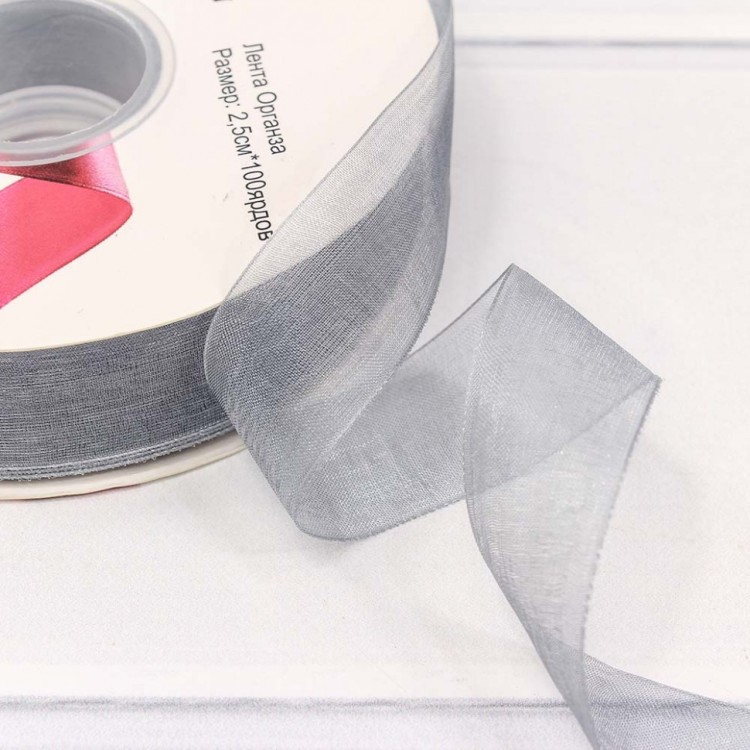 559-25/1059 Лента Органза 2,5см*100ярд Серый 1/8 1/32 559-25/1059 Лента Органза 2,5см*100ярд Серый 1/8 1/32