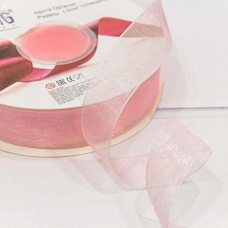 559-25/1043 Лента Органза 2,5см*100ярд Светло-розовый 1/13 1/52 559-25/1043 Лента Органза 2,5см*100ярд Светло-розовый 1/13 1/52