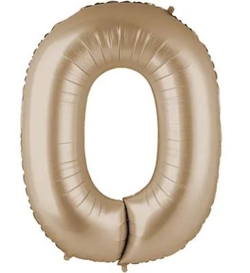 1207-4661 Шар цифра "0" 101см, кремовый Сатин