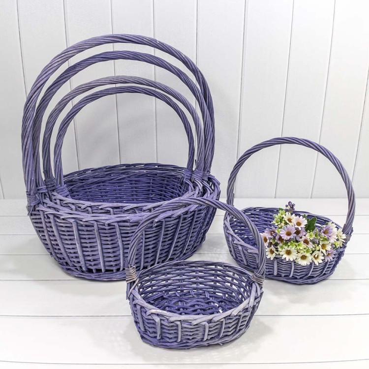 420400/7 Корзины плетёные Овальные Набор 1/6 53*45*19/52 (±5%) с ручкой Сиреневый 1/8