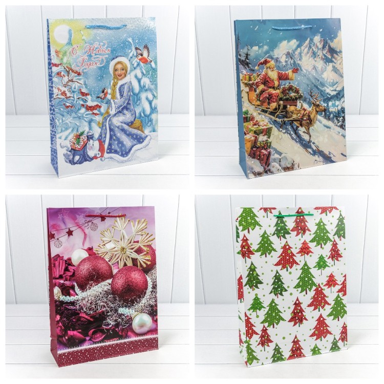 300431A Пакет подарочный "Новый год" (микс 431) 33*45*11 157г 1/20 1/240