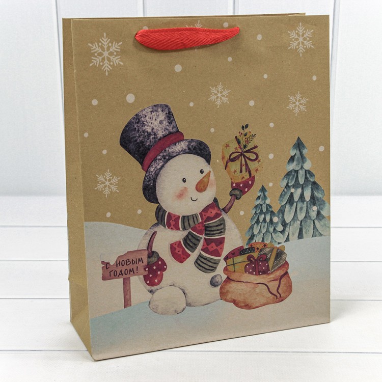 300432C Пакет подарочный Крафт "Новый год" (микс 432) 26*32*10 150г 1/20 1/360