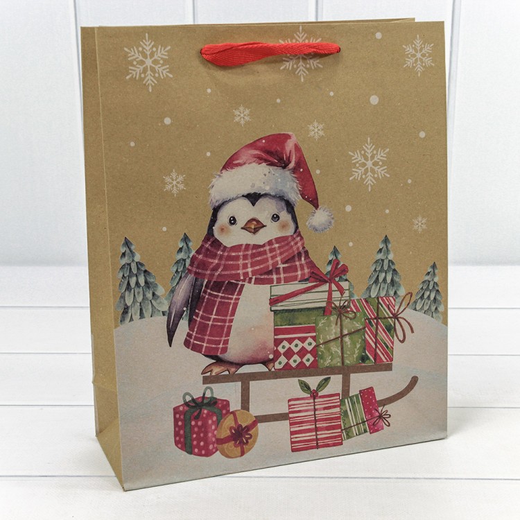 300432C Пакет подарочный Крафт "Новый год" (микс 432) 26*32*10 150г 1/20 1/360