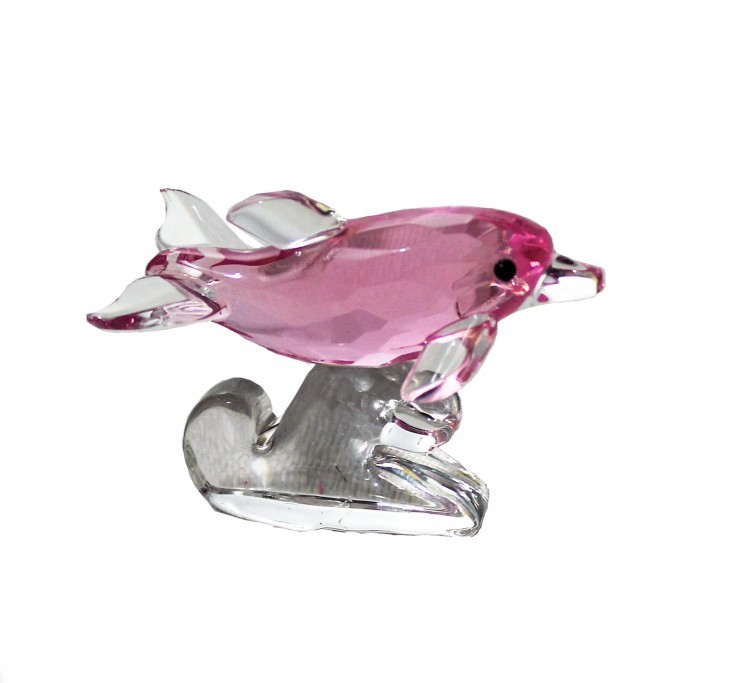 ХН58-6С Дельфин из хрусталя 7,3х3,5х5,3 см розовый