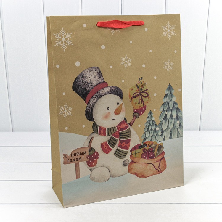 300432A Пакет подарочный Крафт "Новый год" (микс 432) 33*45*11 150г 1/20 1/240