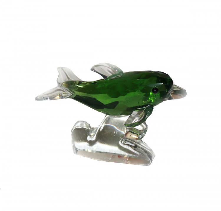 ХН58-6Н Дельфин из хрусталя 7,3х3,5х5,3 см зеленый