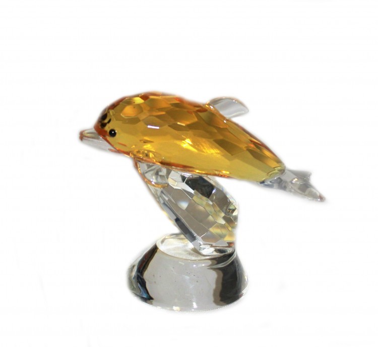 ХН58-8G Дельфин из хрусталя 10х4,8х8,5 см желтый