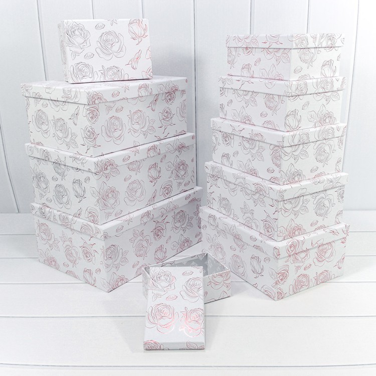 721604/0095 Коробки Прямоугольные Набор 1/10 34*26*15,3 с тиснением "Розы"-0095 1/6