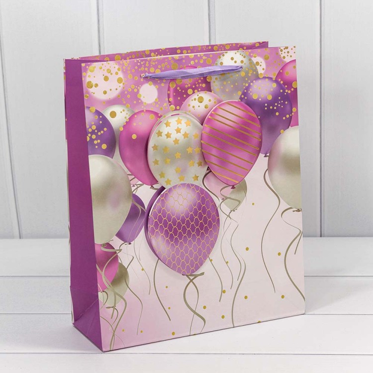 000111C Пакет подарочный с 3D аппликацией "Воздушные шары" (микс) 26*32*13 210г 1/20 1/240