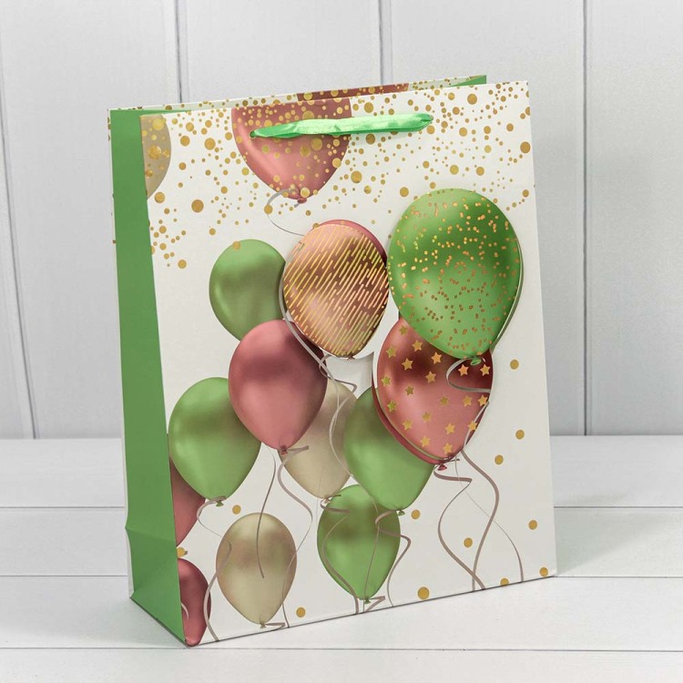 000111C Пакет подарочный с 3D аппликацией "Воздушные шары" (микс) 26*32*13 210г 1/20 1/240
